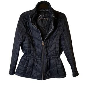 Guess Charcoal Black Puffer Jacket for Women Size Medium
